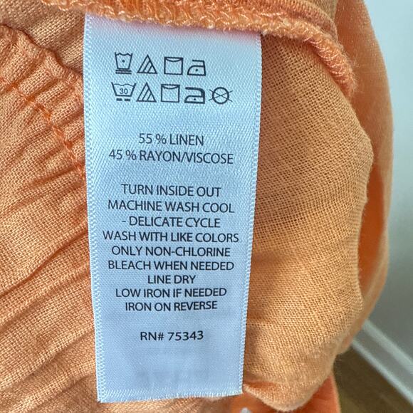 C&C California Orange Linen Blend Cargo Wide-Leg Pull-On Pants Size Large Beachy - Picture 7 of 7